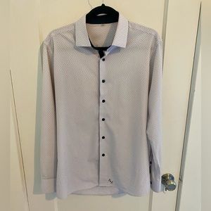 Men’s State & Liberty M - long sleeve button down - white with black dots